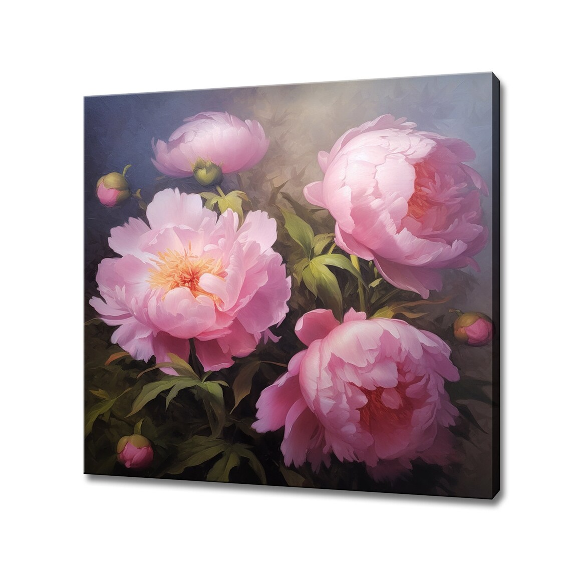 Pink Peony Bouquet, Vintage Oil Painting Art Print