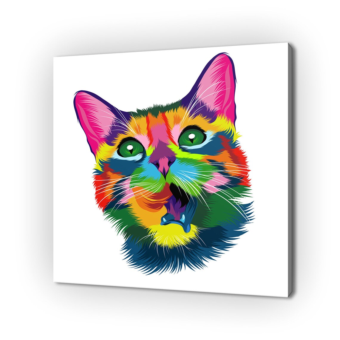 Abstract Cat Kitten Art Print, Colorful Home Decor