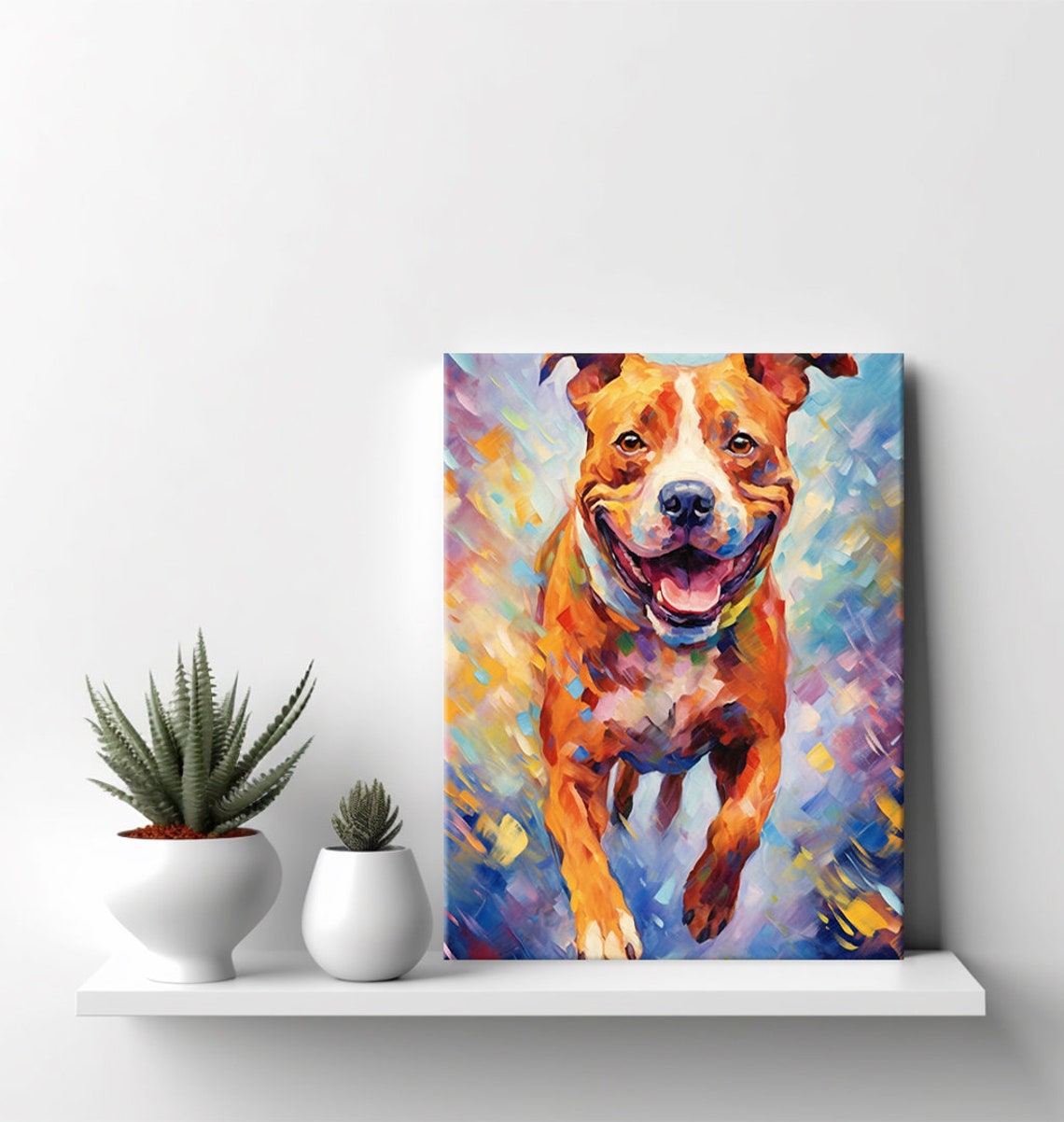 Staffordshire Bull Terrier Dog Animal Print Colourful Dog Portrait Painting Print Gift For Staffordshire Bull Terrier Dog Lover