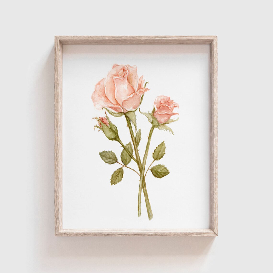 Rose Watercolor Art Print, Pink and Red Florals