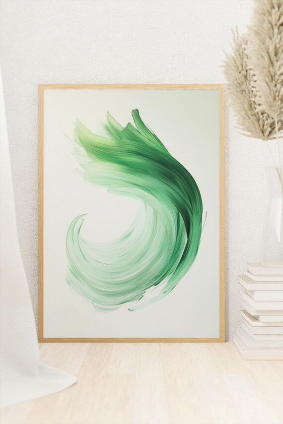 Sage Green Brushstroke Art Minimalist Abstract Print