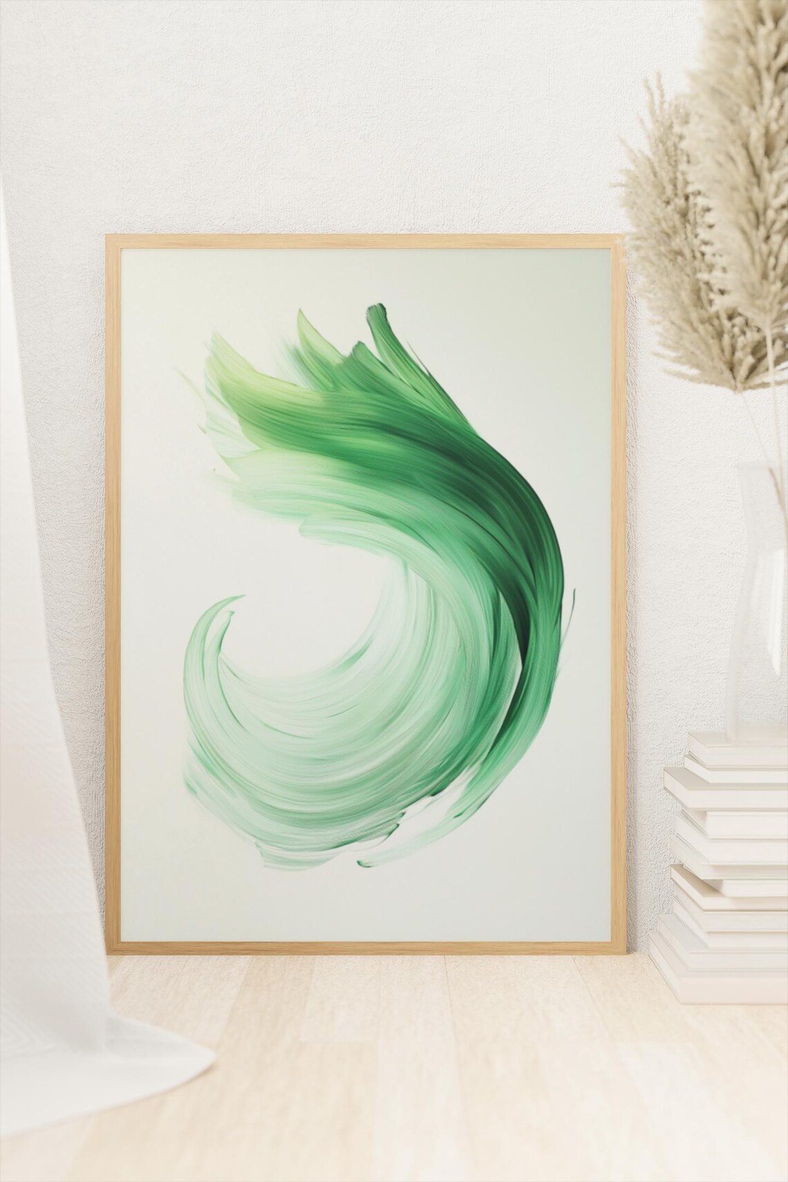 Sage Green Brushstroke Art Minimalist Abstract Print