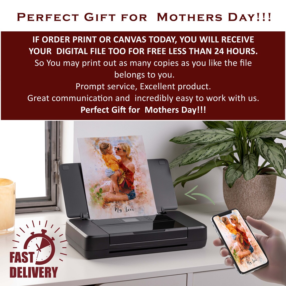 Mother Daughter Autumn Watercolor Mother's Day Letter Poster - Image 2