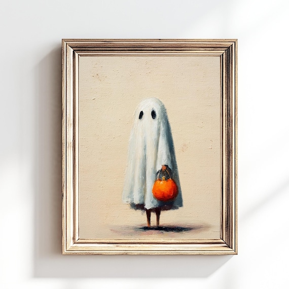 Vintage Halloween Poster Print, Cozy Spooky Decor