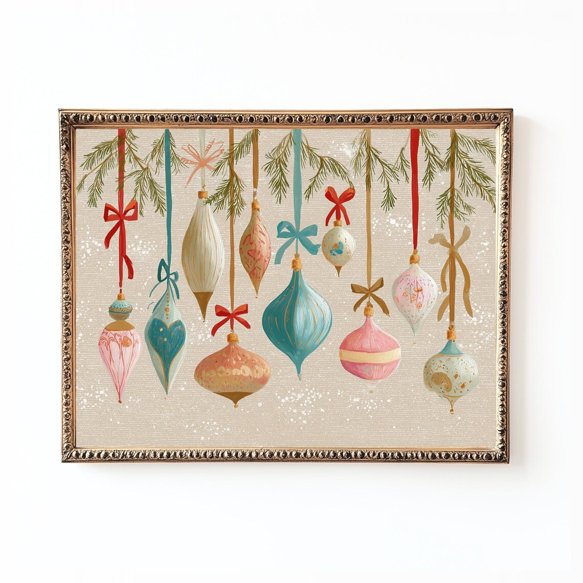 Vintage Christmas Ornaments, Holiday Decor Poster
