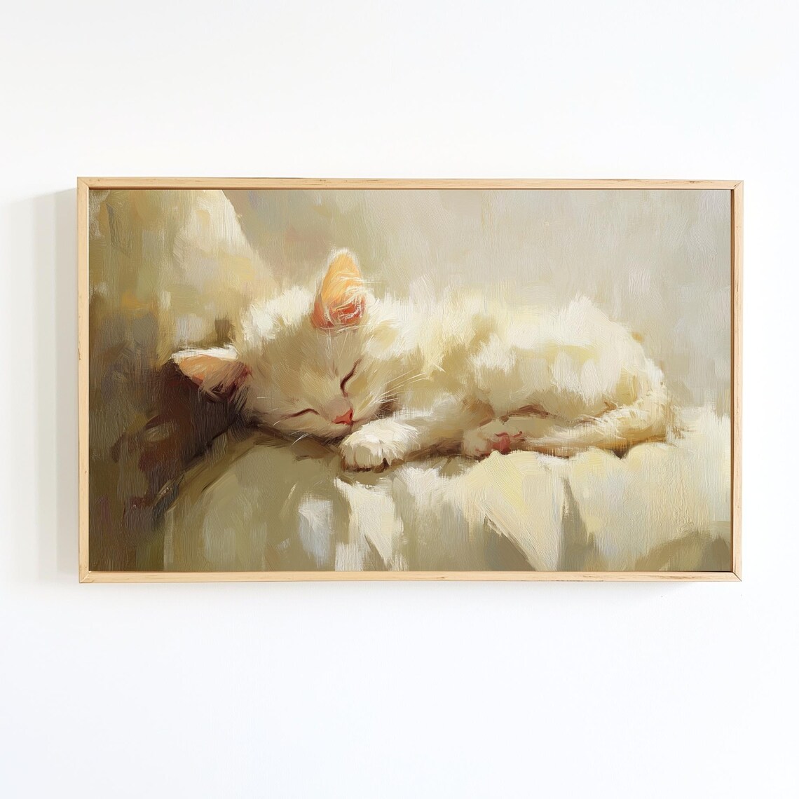 Sleeping Kitten Pastel Portrait, Nursery Art Print