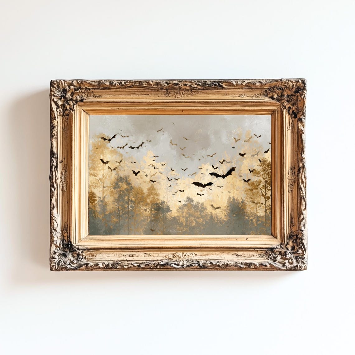 Vintage Spooky Bat Halloween Art Print