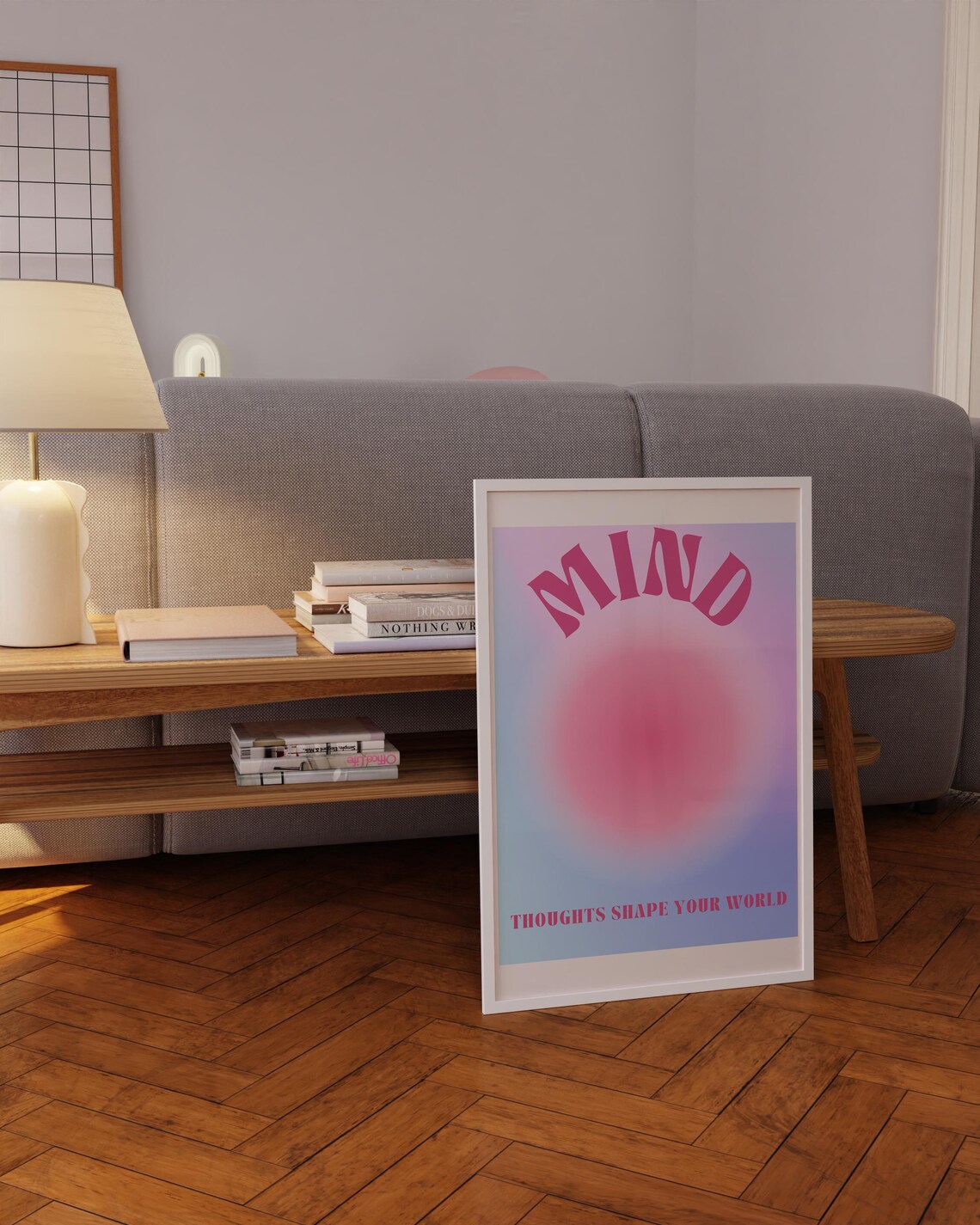 Mind Thoughts Shape Your World Retro Pink Aura Motivation Poster - Image 5