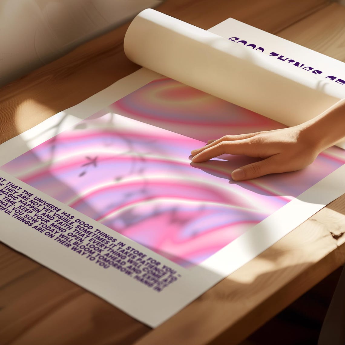 Good Things Are Coming Pink Swirl Manifestation Affirmation Poster - Image 4