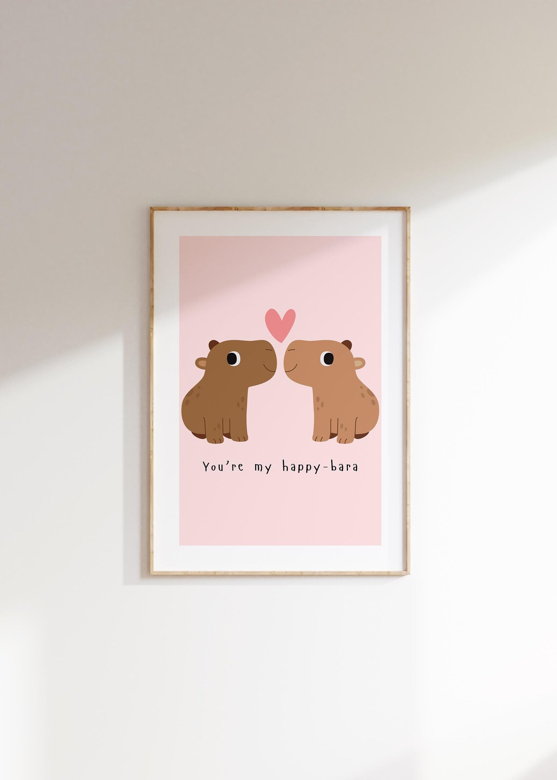 Cute Capybara Couple Happy Bara Pun Pink Valentine Love Poster - Image 4