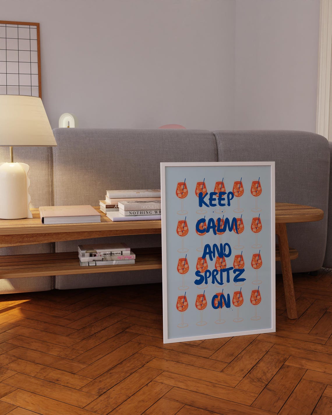 Keep Calm And Spritz On Poster Spritz Glass Pattern Blue Type Art - Image 5