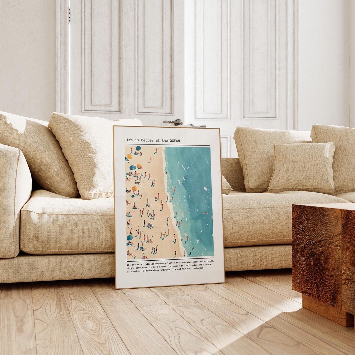 Life Is Better At The Ocean Colorful Aerial Beach Quote Art Poster - Image 3