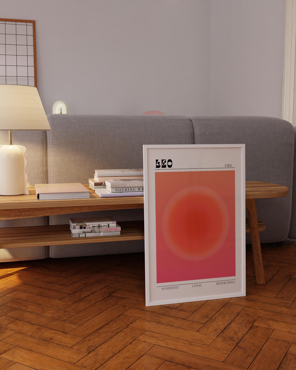 Leo Fire Sign Coral Aura Gradient Retro Zodiac Astrology Poster - Image 5