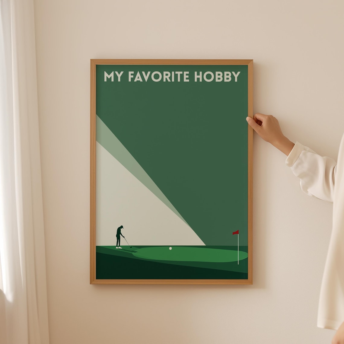 My Favorite Hobby Minimalist Golf Poster with Golfer Silhouette on Green