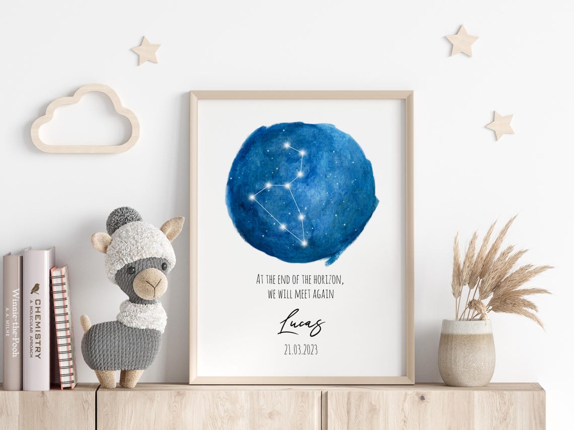 Personalized Leo Star Map Baby Loss Memorial Keepsake Poster