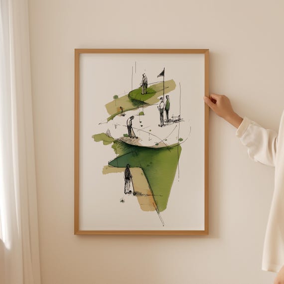 Minimalistic Golf Poster Vintage Watercolor Bathroom Print Trendy Abstract Wall Art As Hobby Gift Or Preppy Living Room Decor