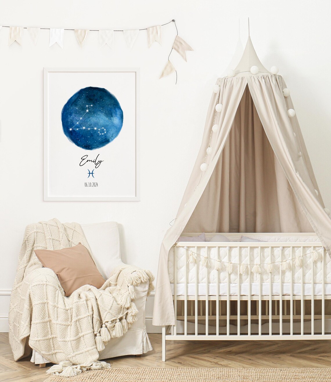 Personalized Pisces Zodiac Star Map Poster, Astrology Print - Image 2