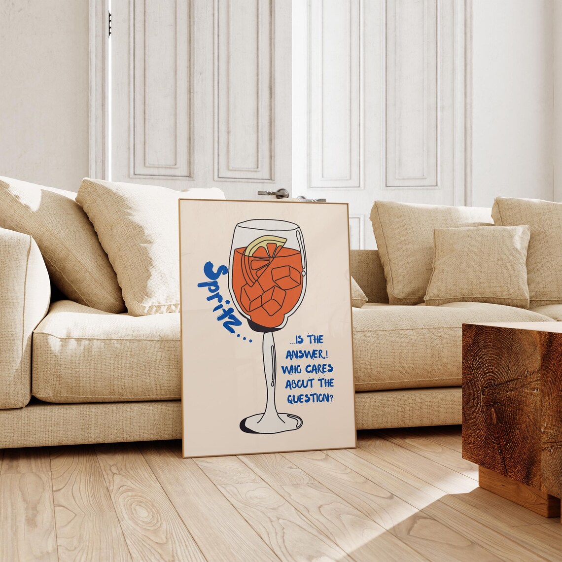 Spritz Is The Answer Funny Quote Poster Minimalist Cocktail Glass Art - Image 3