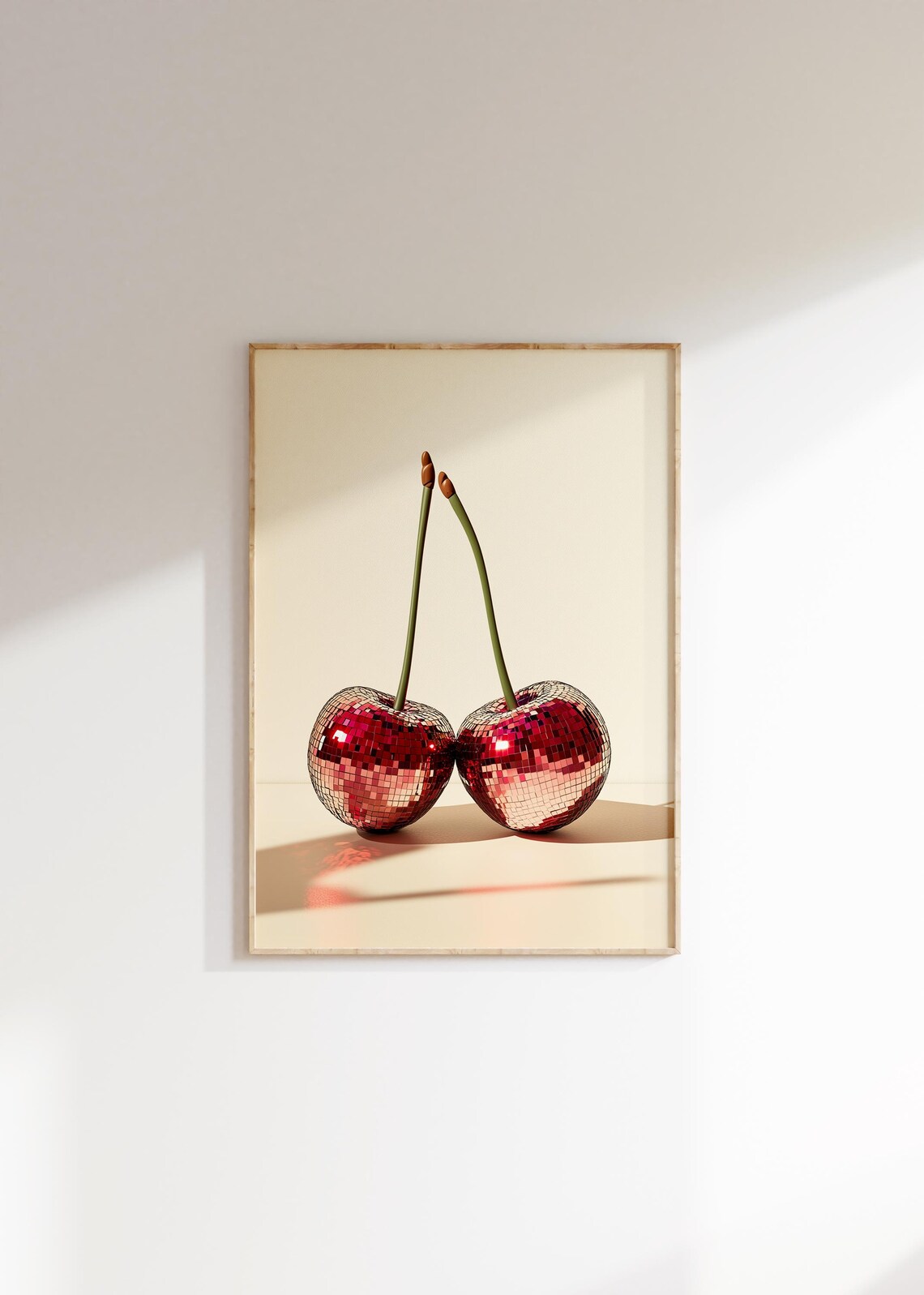 Disco Ball Cherry Funky Kitchen Art Print - Image 3