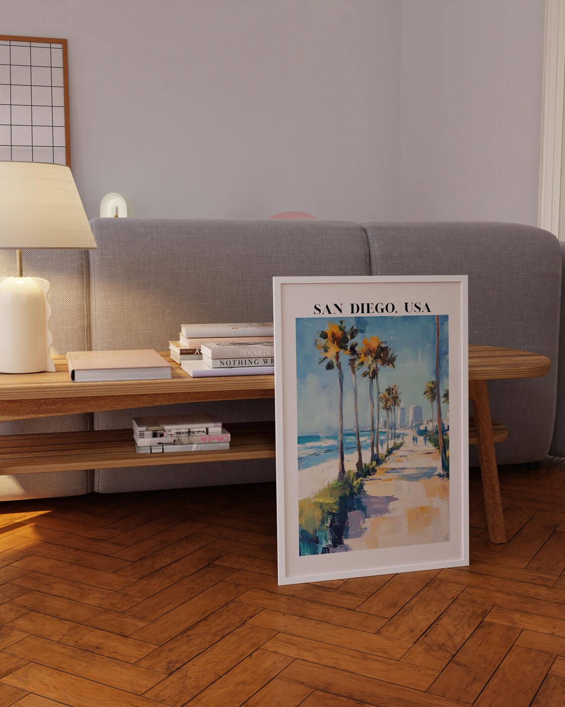 Sunny San Diego USA Palm Trees Beach Promenade Travel Art Poster - Image 5