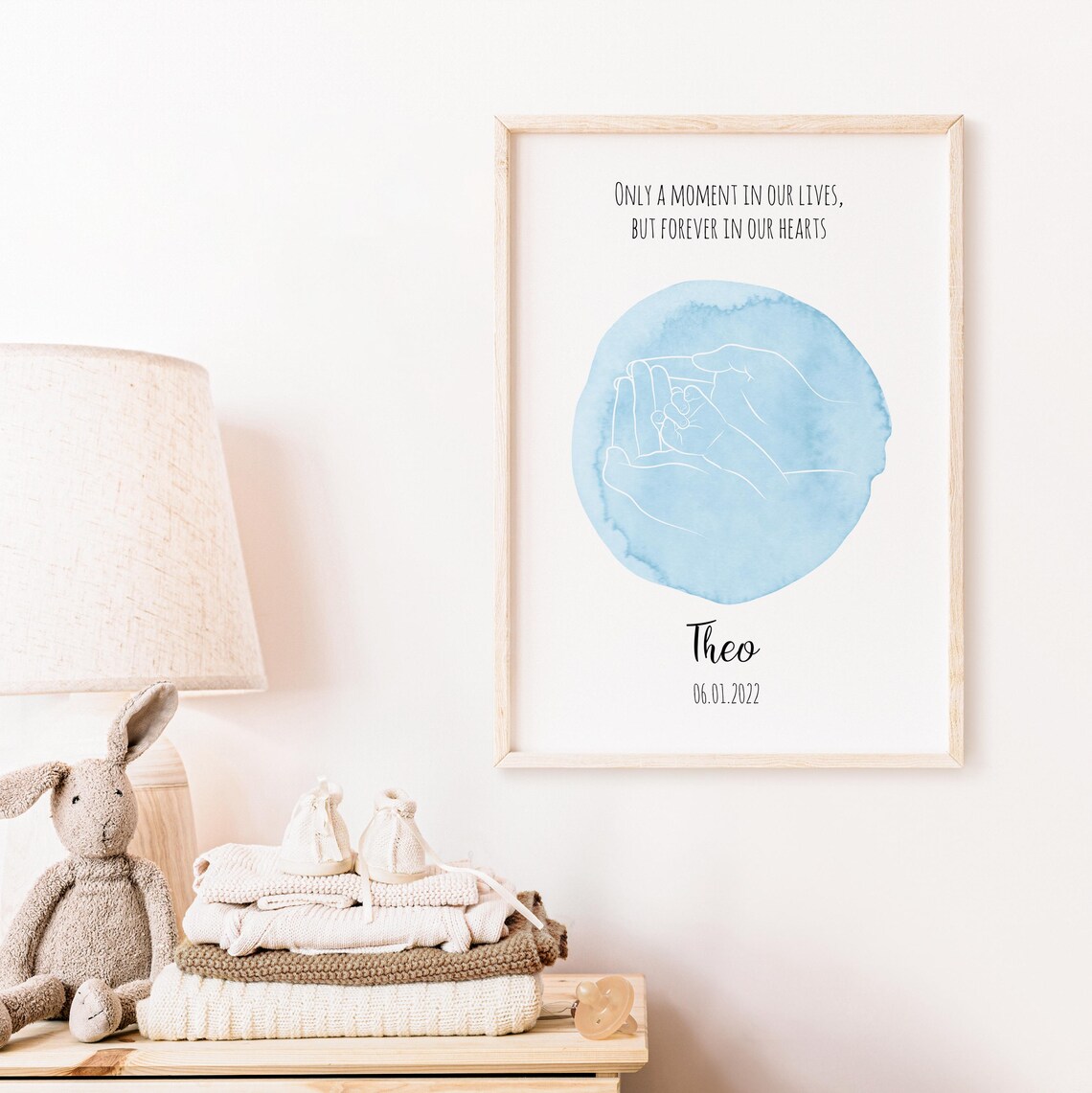 Personalized Hands Holding Baby Feet Line Art Memorial Quote Poster - Image 5