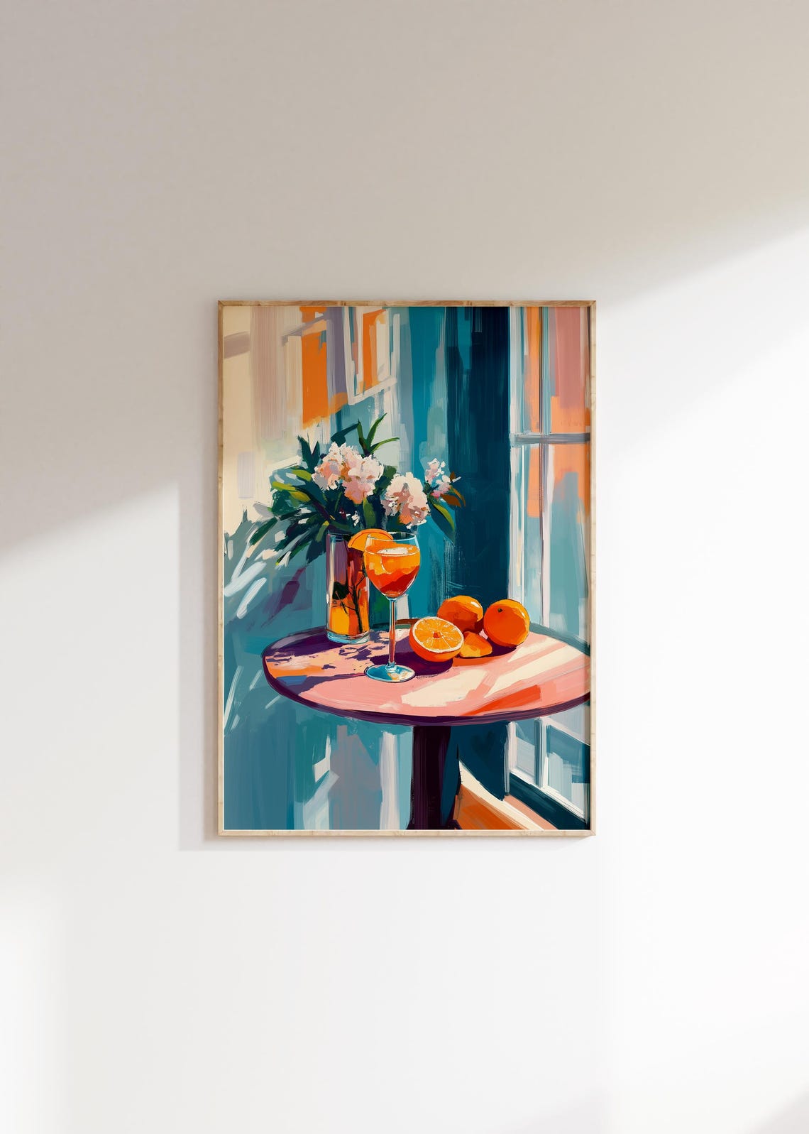 Orange Cocktail Still Life Painting Poster Sunlit Window Fruit Art - Image 4