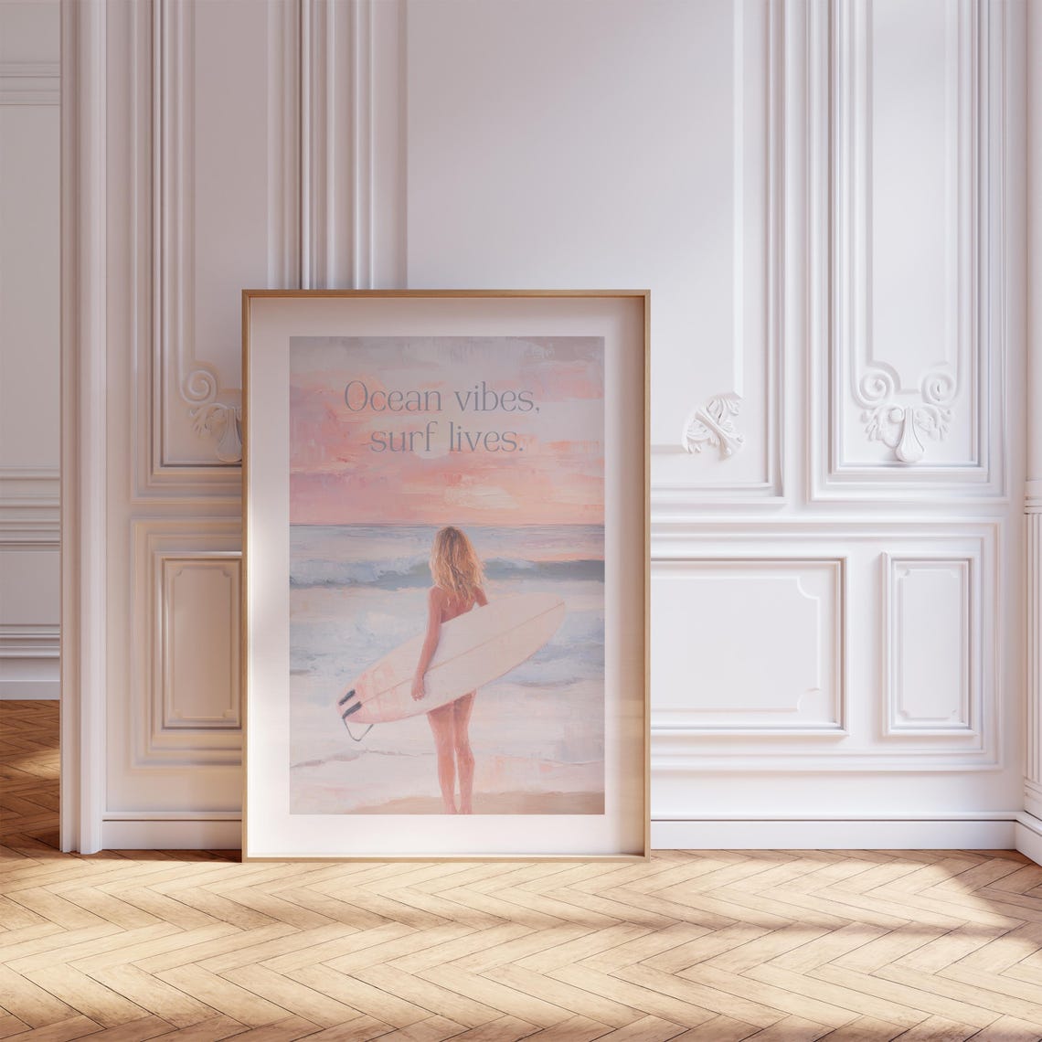 Retro Beach Poster Boho Decor With Surf Print Surf Poster For Aesthetic Room Decor As Gift For Her Surf Print And Beachy Poster