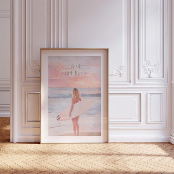 Retro Beach Poster Boho Decor With Surf Print Surf Poster For Aesthetic Room Decor As Gift For Her Surf Print And Beachy Poster