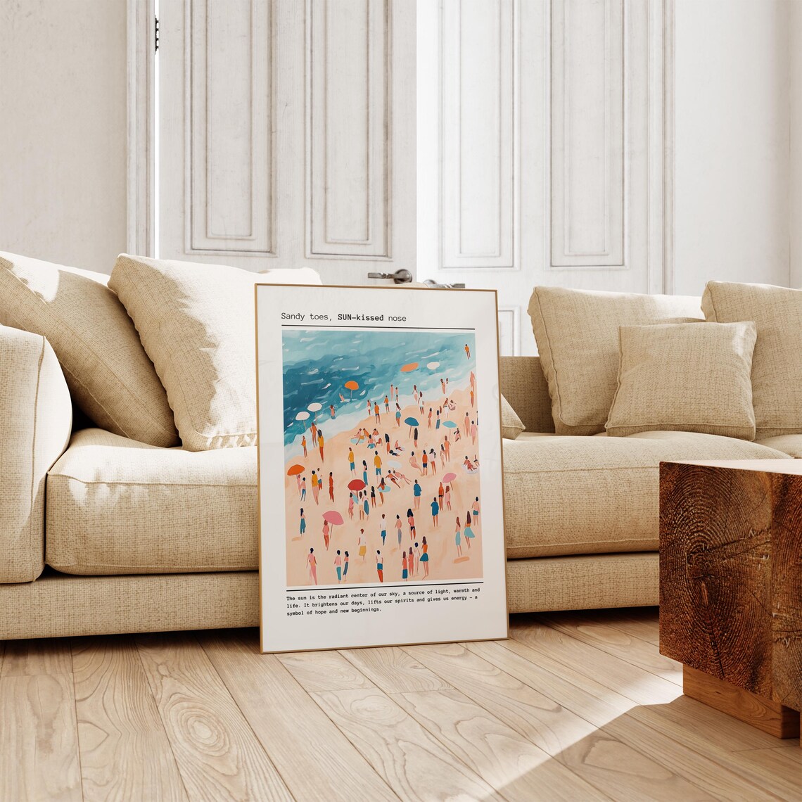 Sandy Toes Sun Kissed Nose Watercolor Beach Crowd Seaside Poster - Image 3