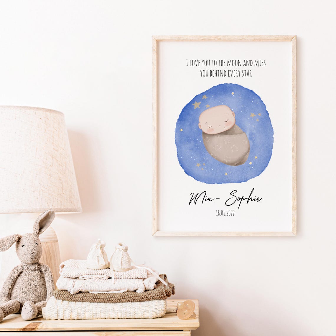 Sleeping Baby Moon Stars Personalized Memorial Keepsake Poster - Image 5