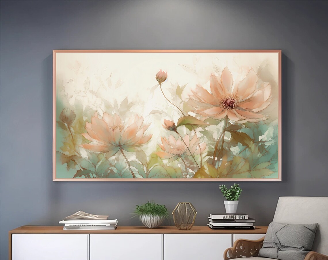 Soft Floral Bedroom Decor, Neutral Floral Art Print - Image 3