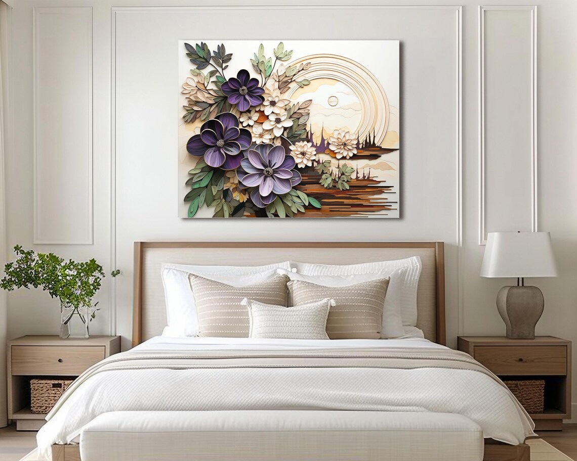 Abstract Floral Purple Flower Art Print, Botanical Decor - Image 4