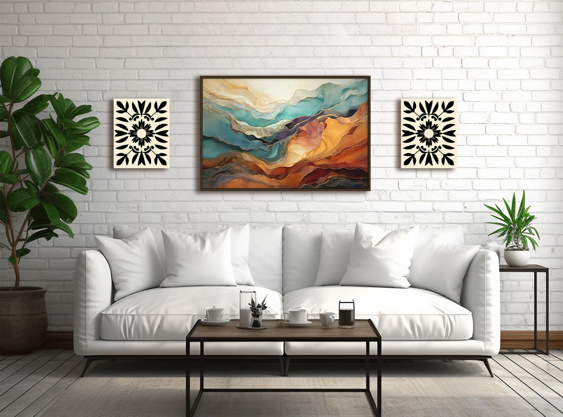 Abstract Print Or Unframed Art Orange Teal Purple Beige Landscape Modern Home Decor Wall Art For Office Over The Bed Bold - Image 3