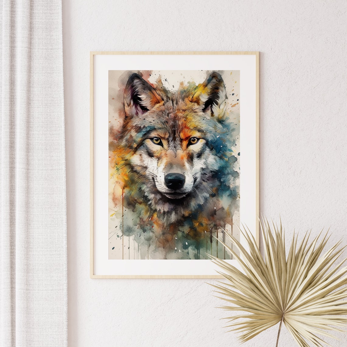 Gray Wolf Watercolor Portrait Wildlife Animal Head Art Poster - Image 4