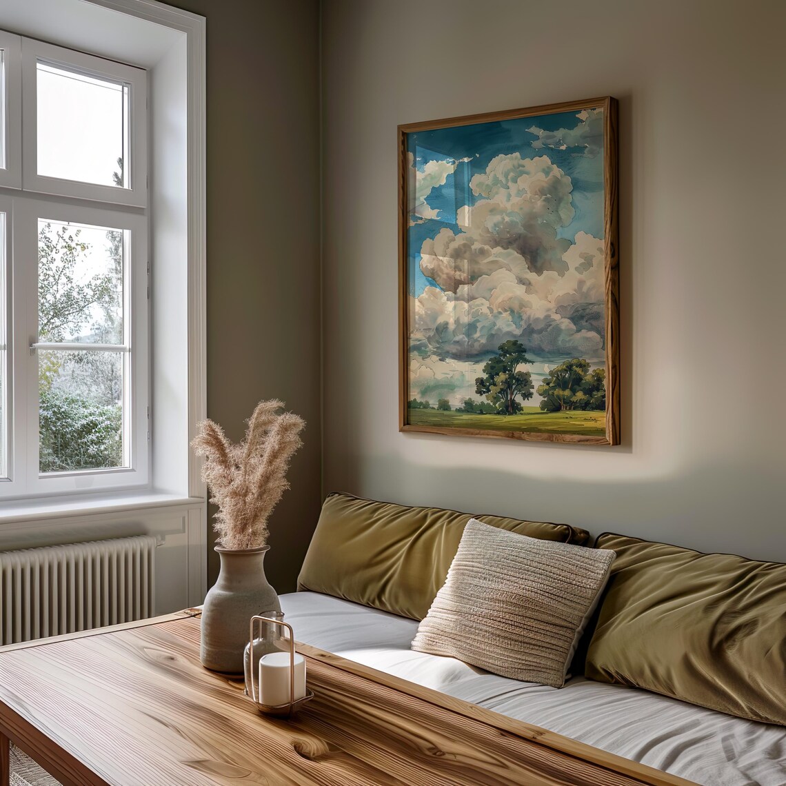 Dramatic Clouds Watercolor Sky Landscape Nature Scene Poster - Image 5
