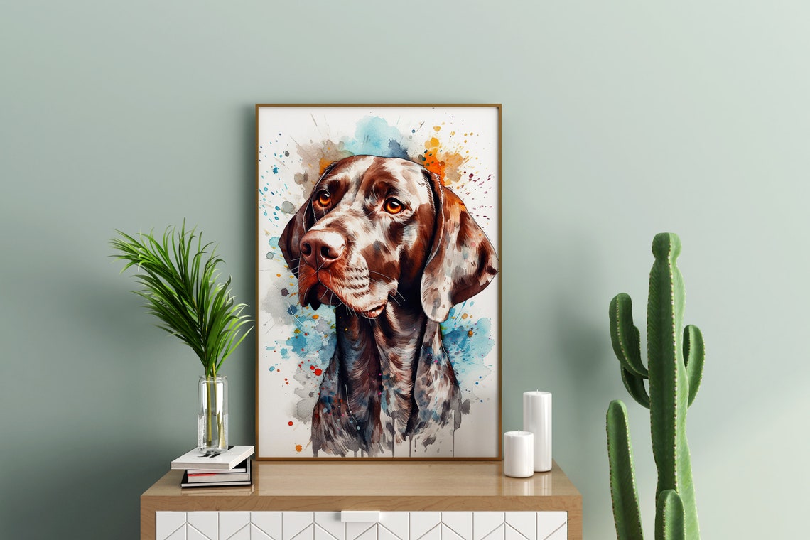 German Shorthaired Pointer Watercolor Sporting Dog Portrait Art Poster - Image 4