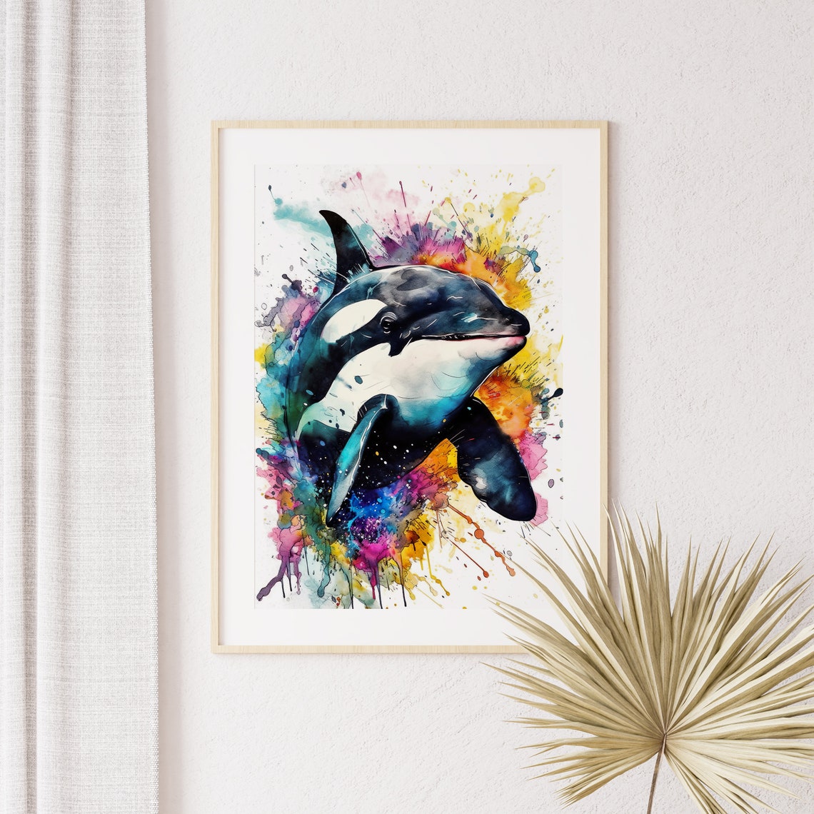 Orca Killer Whale Watercolor Splash Colorful Ocean Life Art Poster - Image 5