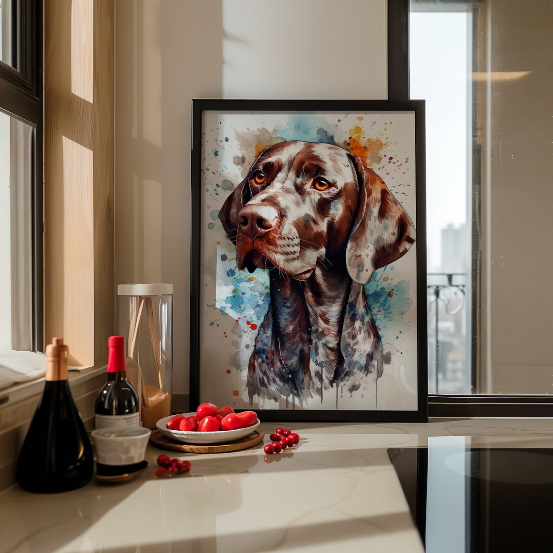 German Shorthaired Pointer Watercolor Sporting Dog Portrait Art Poster - Image 2