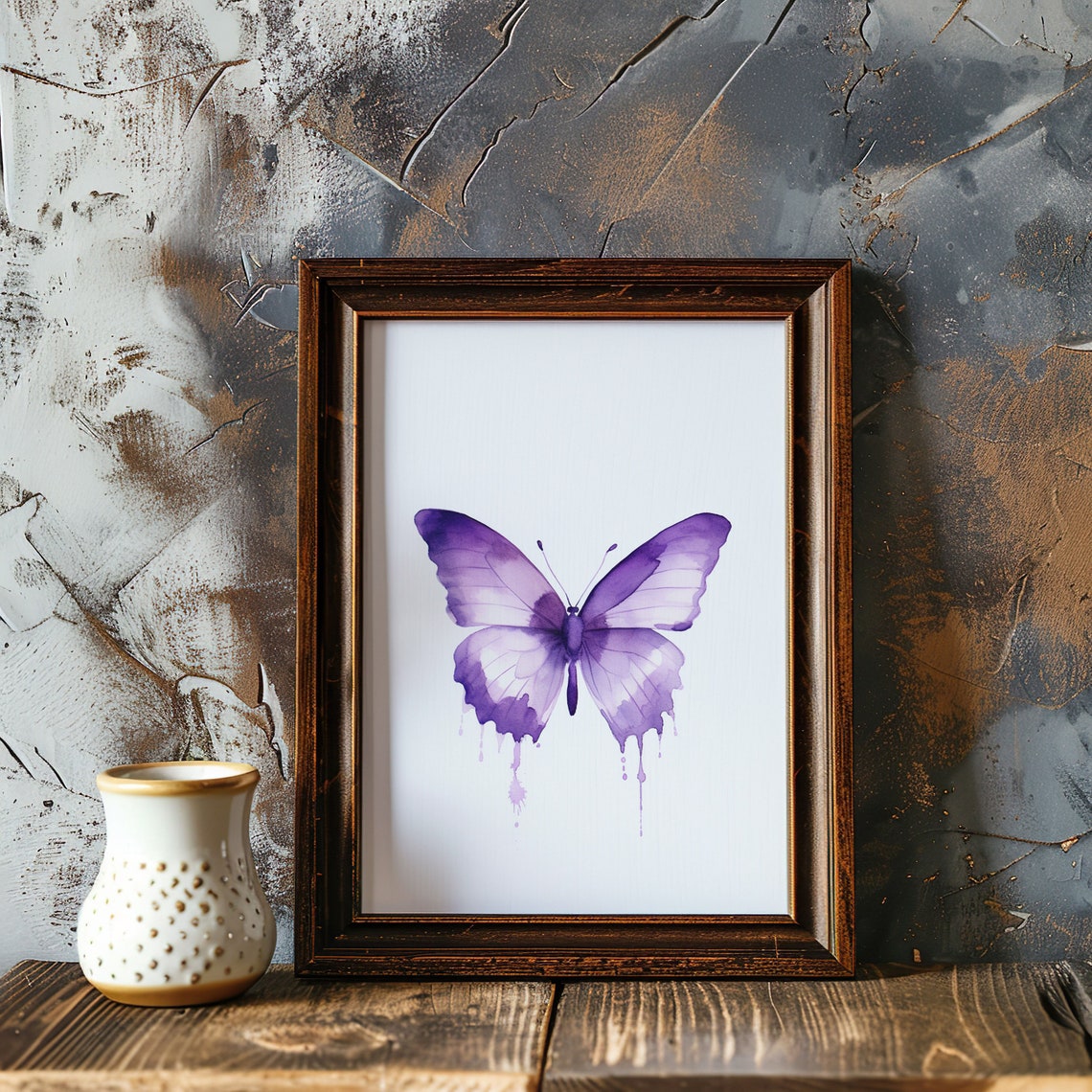 Lavender Butterfly Watercolor Drips Soft Purple Wings Poster - Image 4