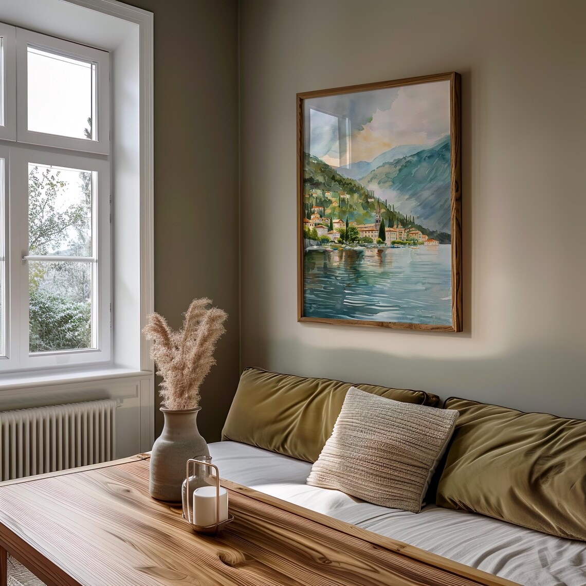 Italian Lakeside Village Watercolor Landscape Travel Art Poster - Image 5