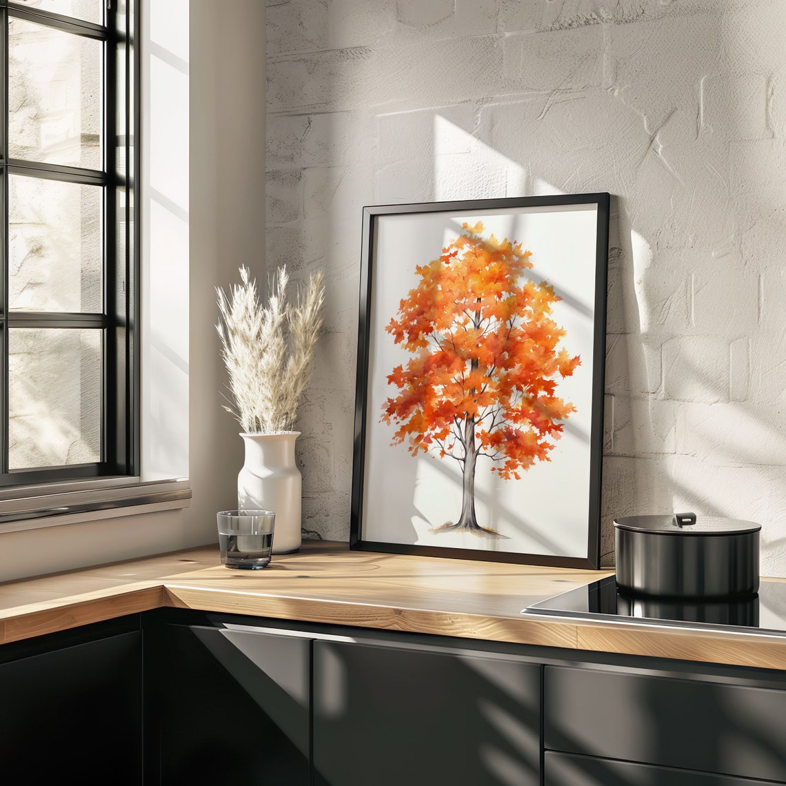Autumn Maple Tree in Rich Fall Color Watercolor Tree Art Poster - Image 5