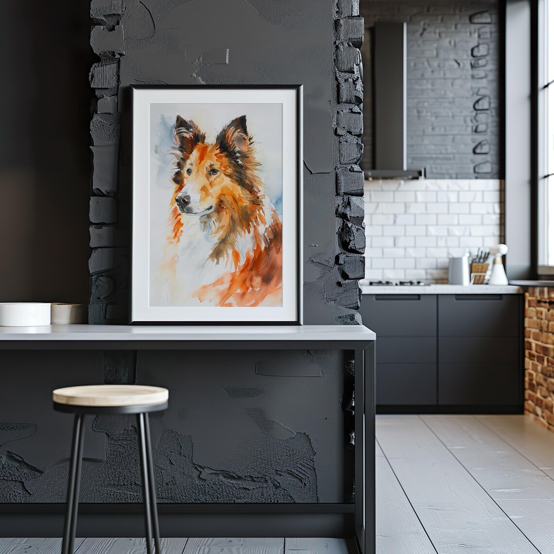 Rough Collie Watercolor Dog Portrait Sable Fur Breed Art Poster - Image 4