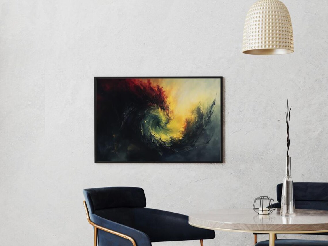 Whirl Of Chaos Abstract Oil Painting, Dark Mood Decor - Image 2