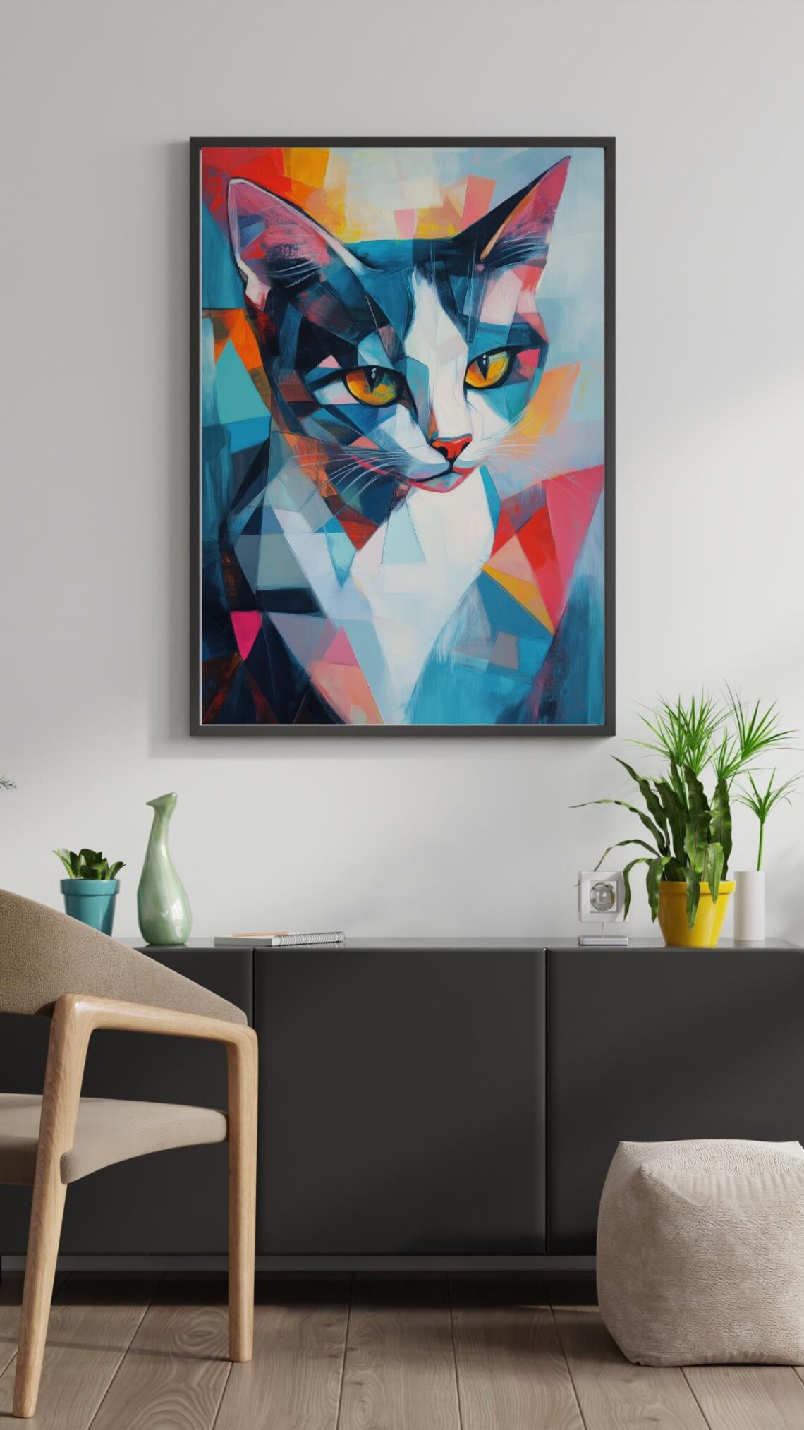 Prism Eyes Abstract Geometric Cat Portrait - Image 3