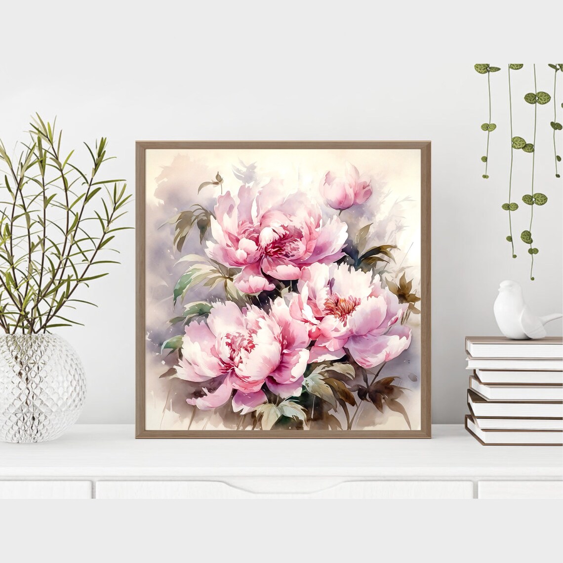 Blush Pink Peonies Watercolor Floral Botanical Romance Art Print - Image 4