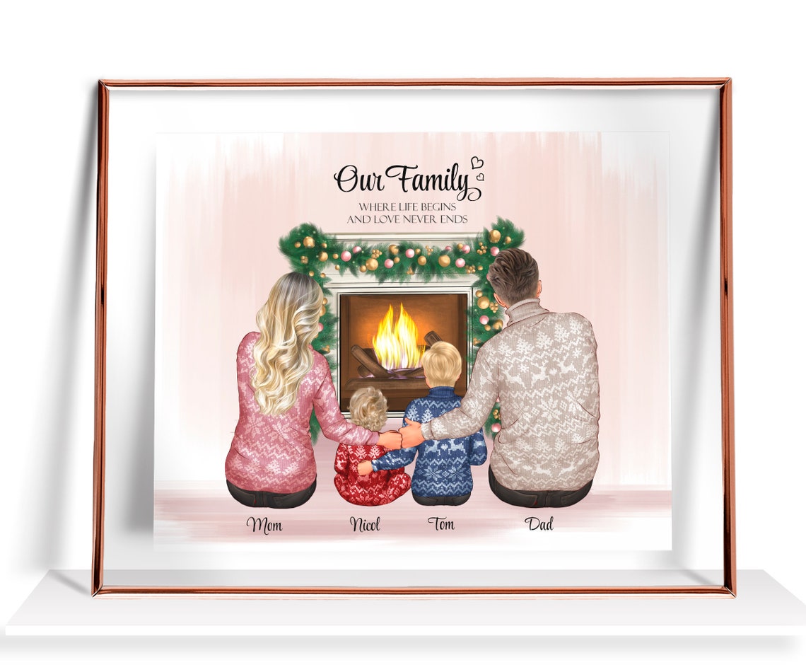 Christmas Family Portrait Personalized Family Gift Family Gifts Personalize Family Print Sibling Gift Mothers Day Gift Christmas Family Gift