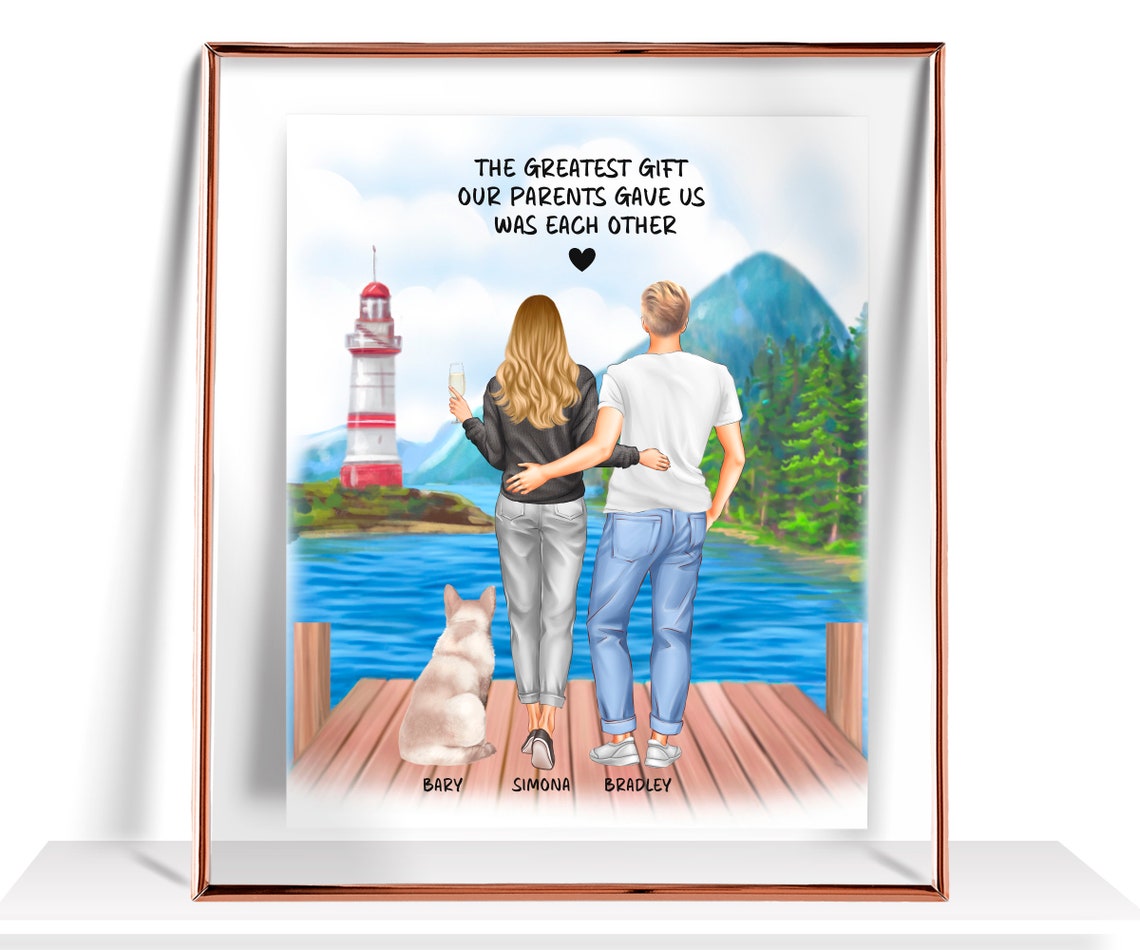 Brother Sister Gifts Custom Brother Sister Print Personalized Gift For Brother From Sister Family Portrait Birthday Gift For Him Sister Gift