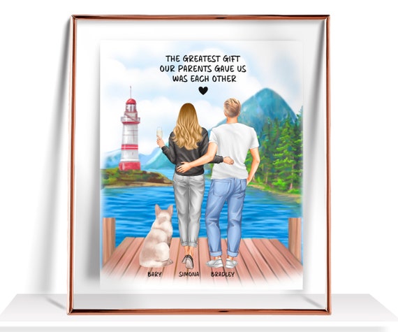 Brother Sister Gifts Custom Brother Sister Print Personalized Gift For Brother From Sister Family Portrait Birthday Gift For Him Sister Gift