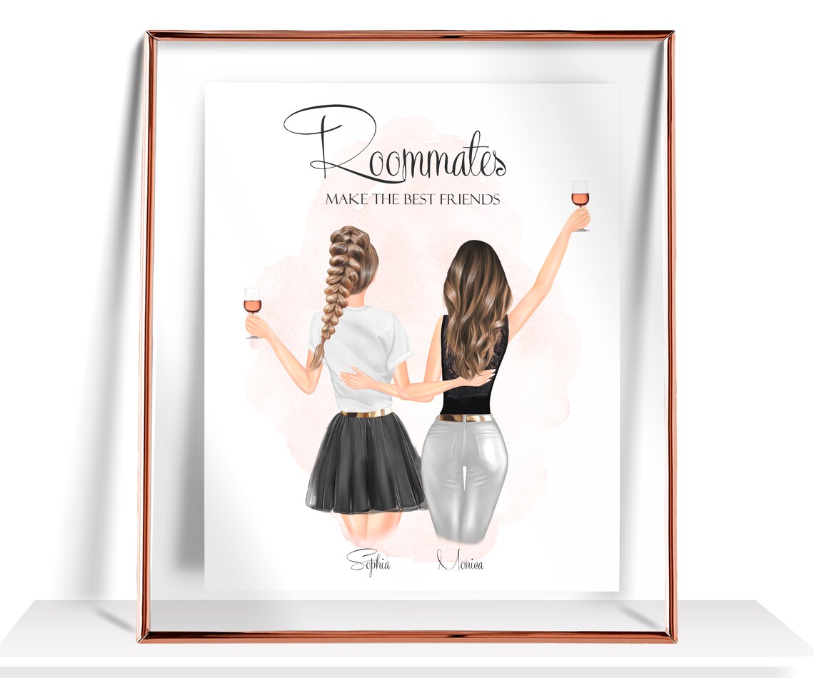 Roommates Make The Best Friends Wine Toast Cheers Duo Heart Poster