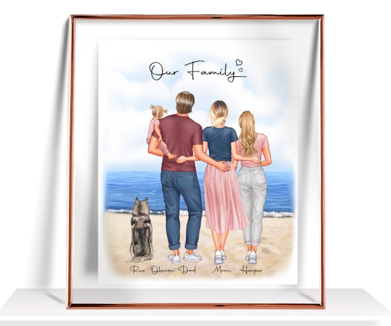 Custom Family Portrait Personalized Family Gift Family Print Mothers Day Gift Family And Pet Print Family Illustration New Home Gift